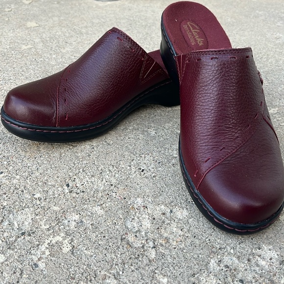 Clarks Shoes - Brand new Clarks bendables deep red leather mule.